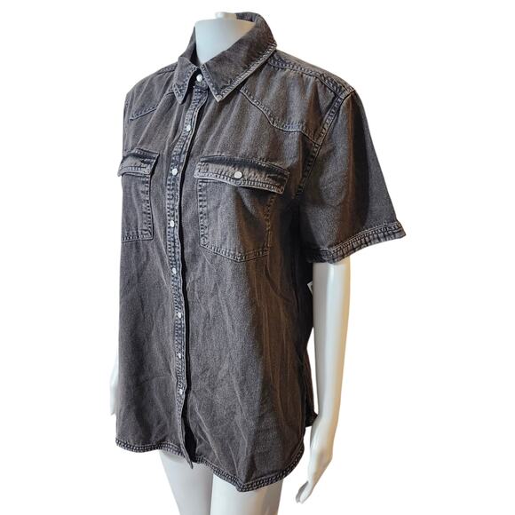 NEW Free People Dirty Deeds Onyx Black Button Up Shirt XS - Picture 2 of 7